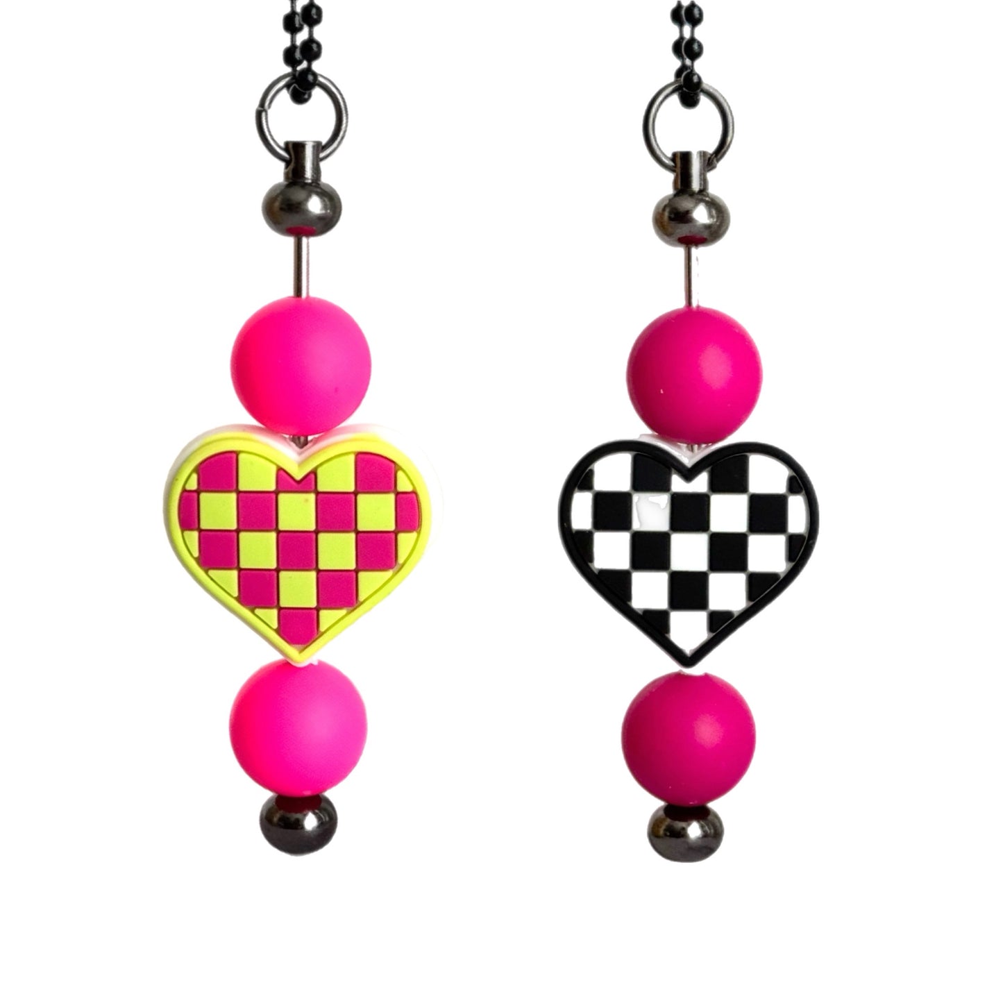 Checker Heart Bar Charm - Tumbler Handle Charm