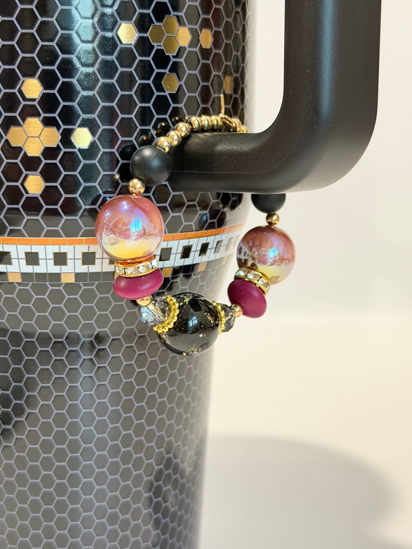 Midnight Floral Halo Charm - Tumbler Handle Charm
