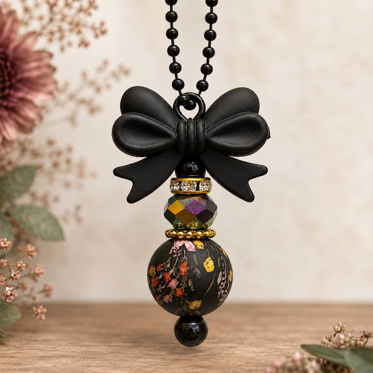Mini Midnight Floral Bar Charm - Tumbler Handle Charm