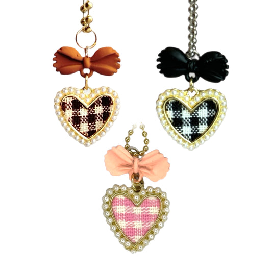 Pearl Heart Plaid - Tumbler Handle Charms