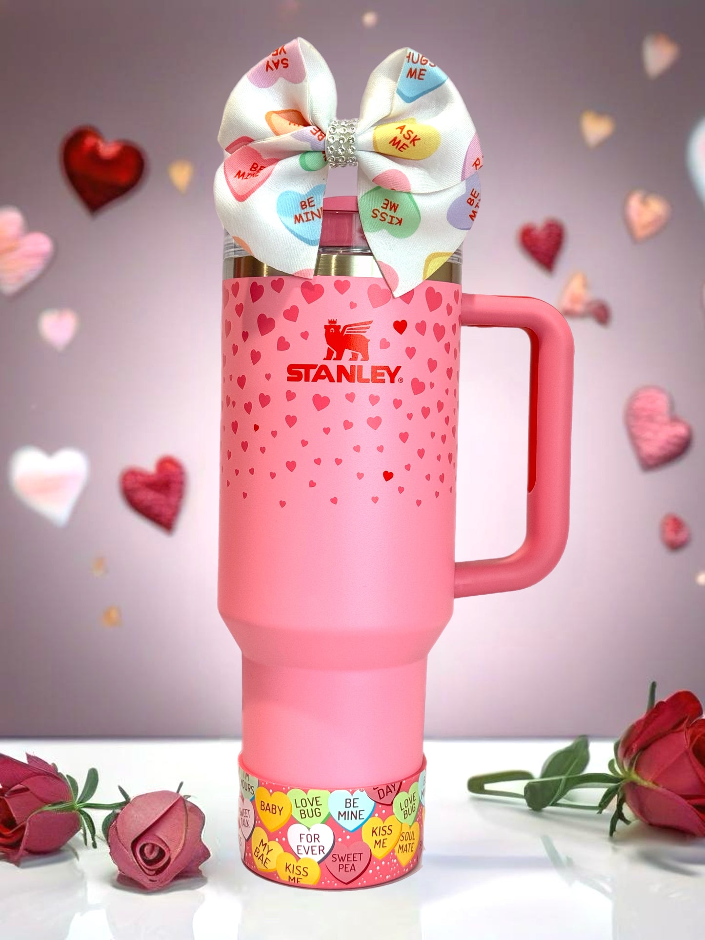 Conversation Hearts Tumbler Bow