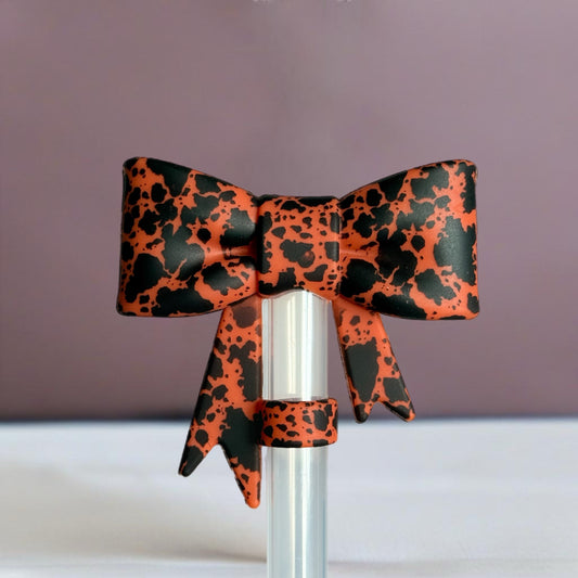 Rust Cowhide 3D Bow Straw Topper