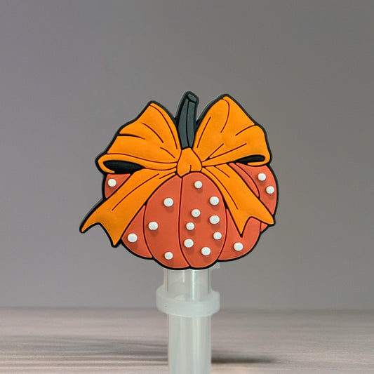 Polka Dot Pumpkin Straw Topper