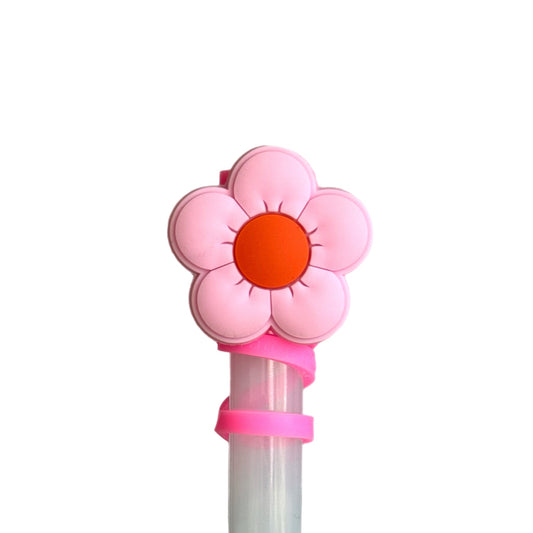 Pink Flower Straw Topper