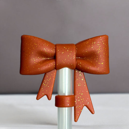 Pumpkin Spice 3D Bow Straw Topper