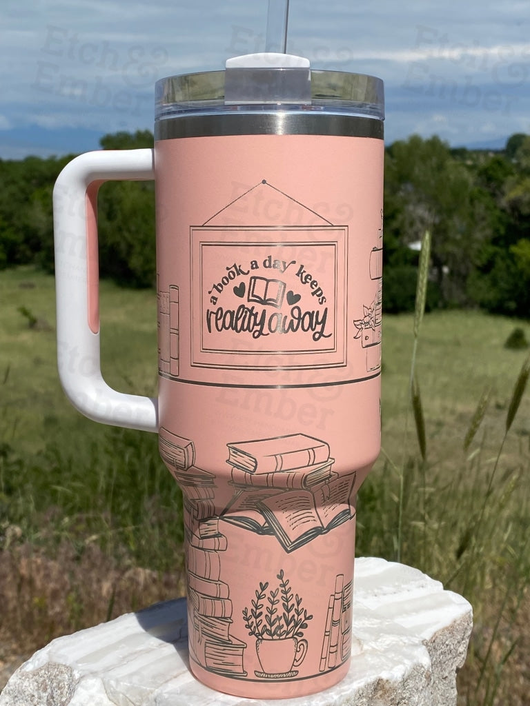 A Book A Day Custom Stanley Adventure Quencher 40 oz tumbler – Etch and  Ember