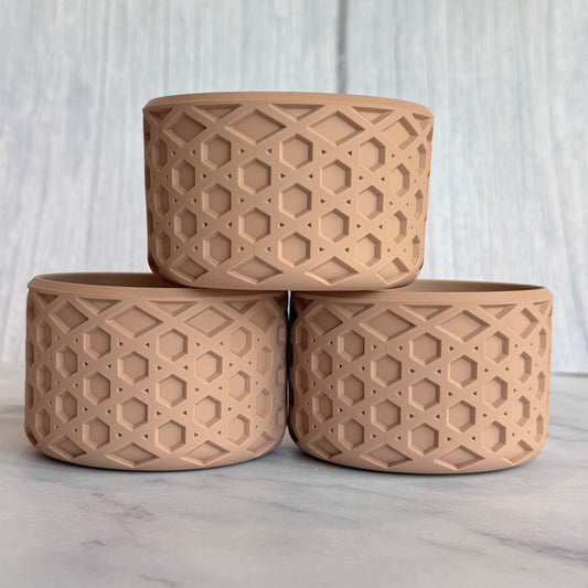 Almond Rose Body matte waffle silicone tumbler boot – front view