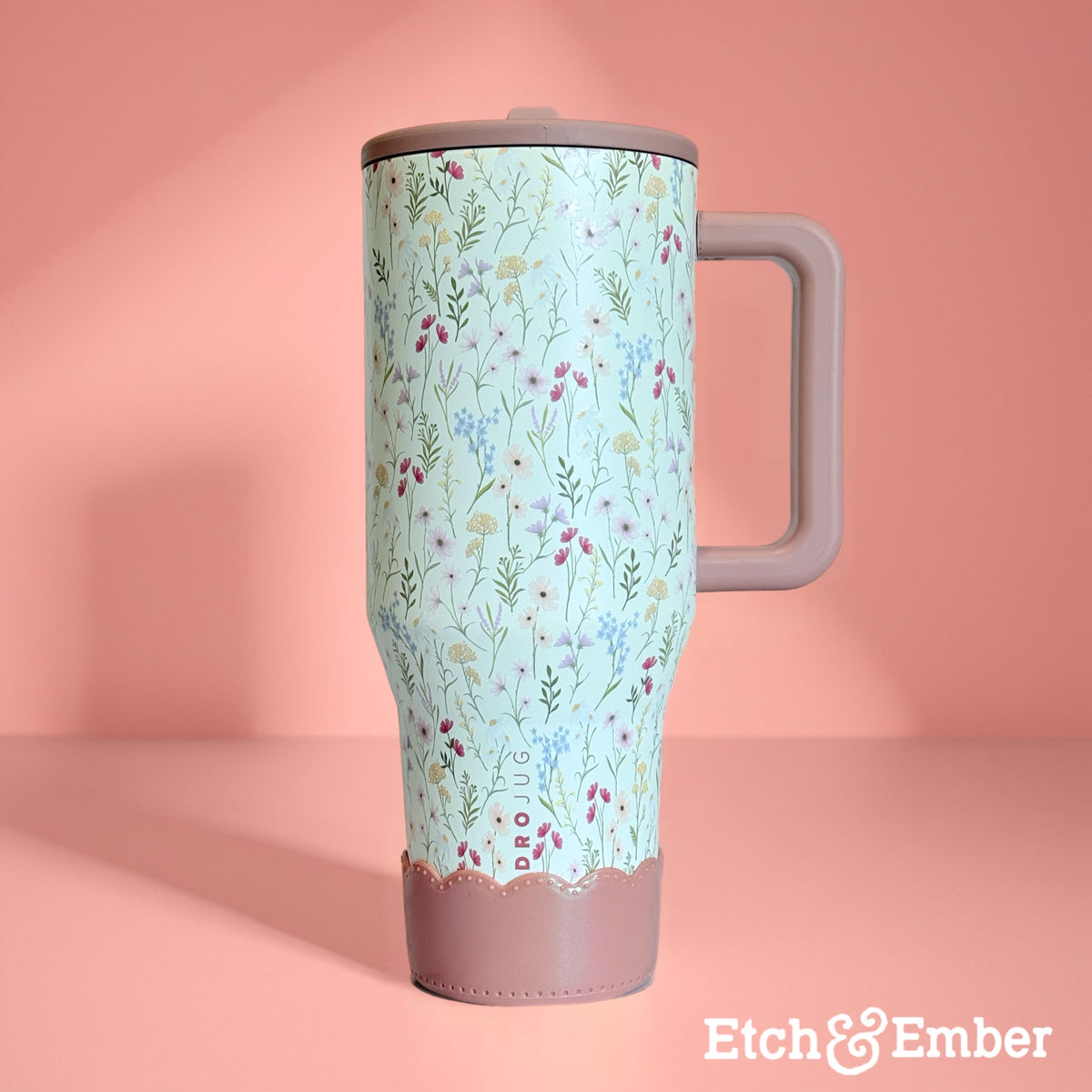 Antique Pink scallop silicone tumbler boot – view 2
