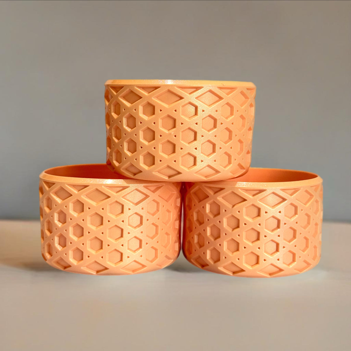 Apricot waffle silicone tumbler boot – front view