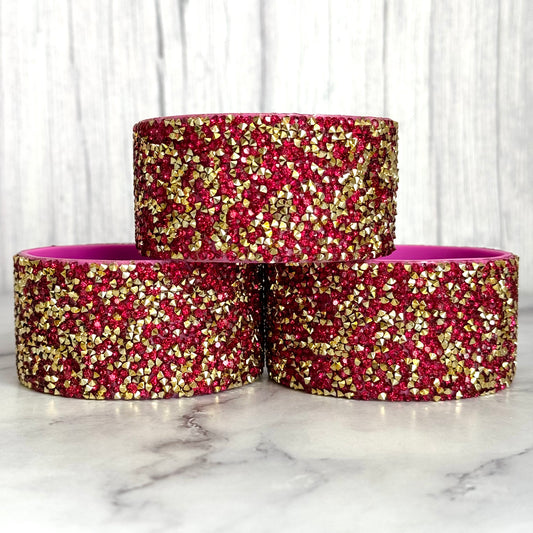 Berry Gold Druzy bling silicone tumbler boot – front view