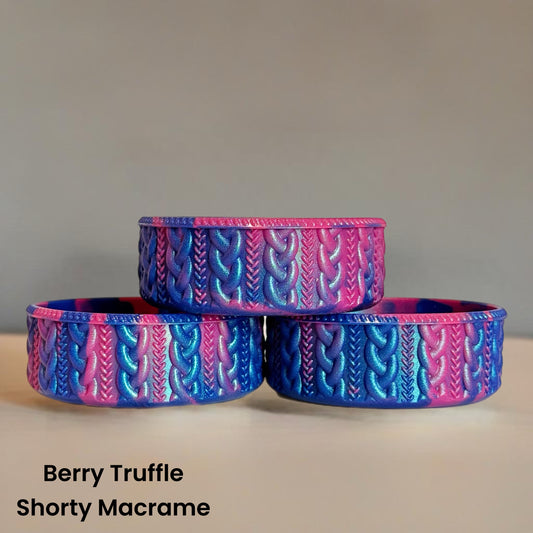 Berry Truffle macrame shorty silicone tumbler boot – front view