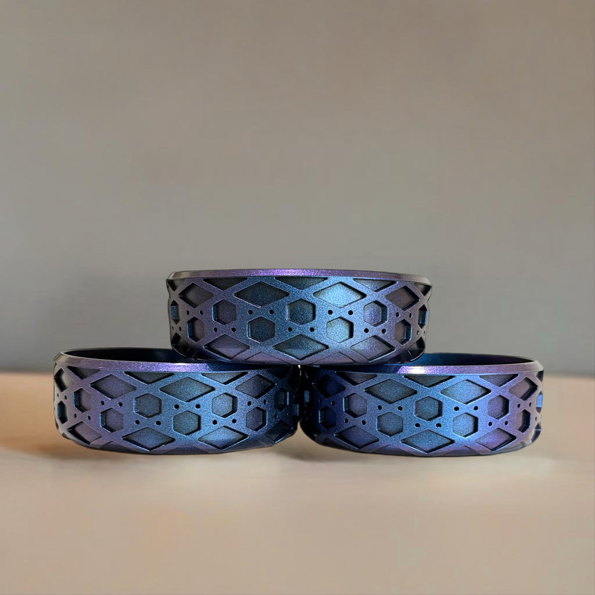 Blue Metallic 3.25" waffle shorty silicone boot – front view