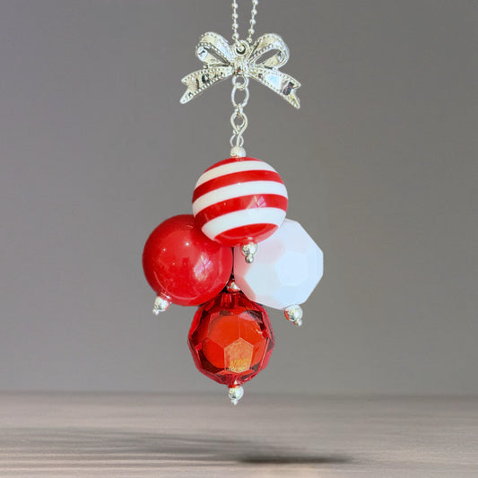 Candy Cane Stripe Mini Bauble Tumbler Handle Charm for Stanley