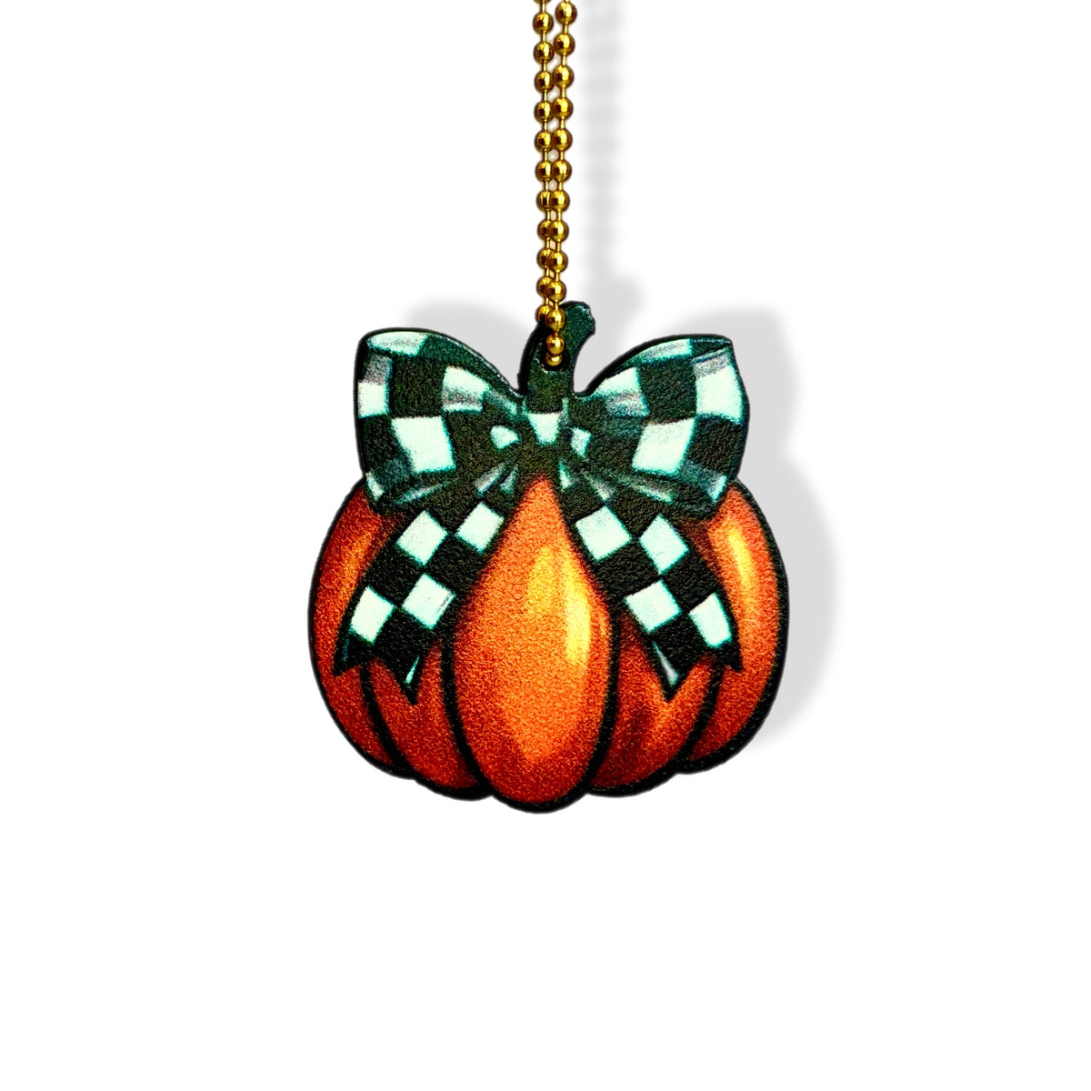 Checkers Pumpkin Tumbler Handle Charm