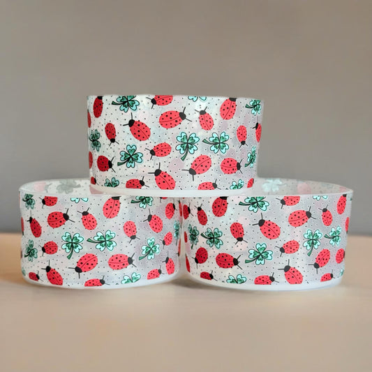 Clovers & Ladybugs matte waffle silicone tumbler boot – front view