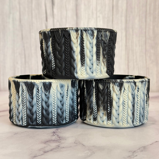 Cookies & Cream macrame silicone tumbler boot – front view