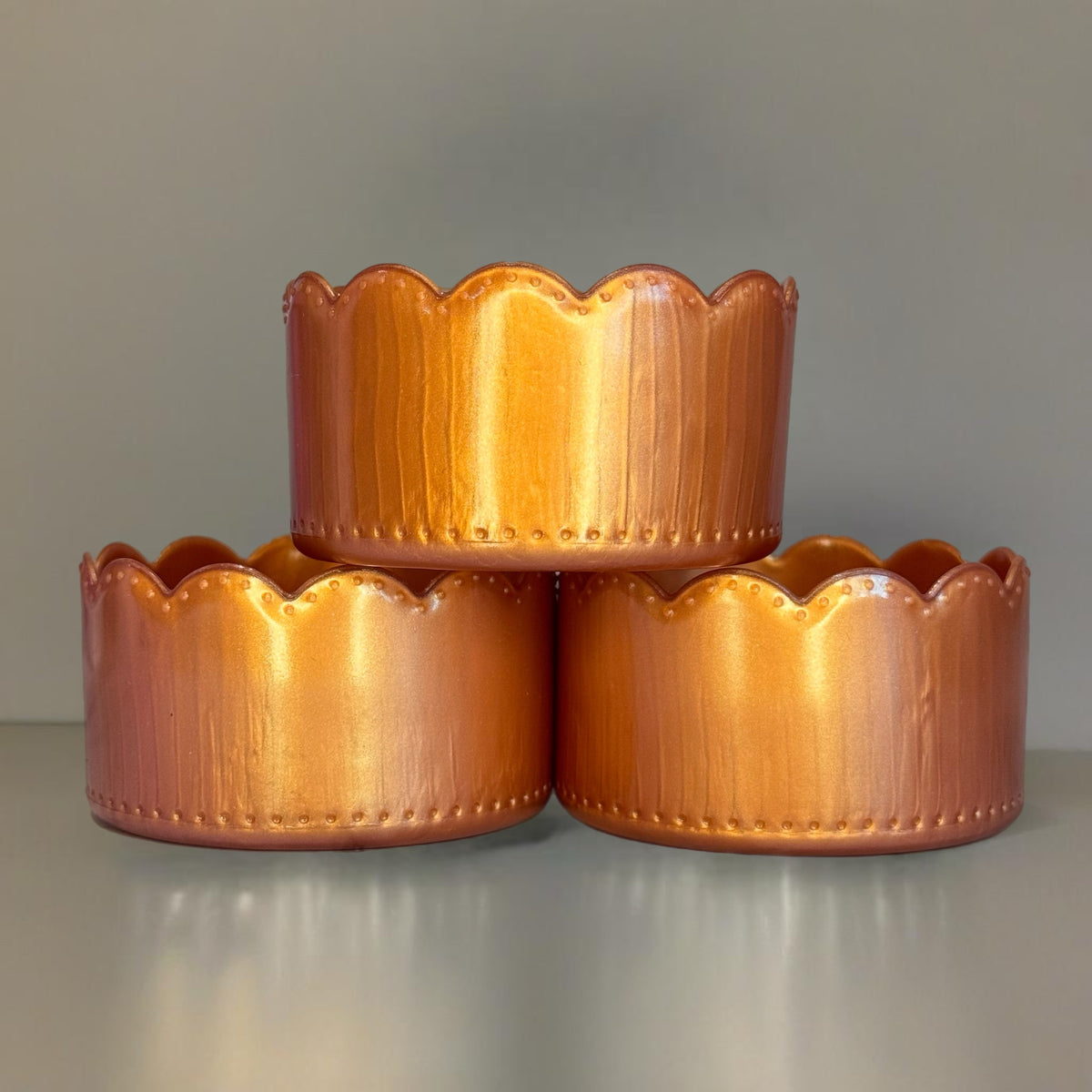 Copper Pearl scallop silicone tumbler boot – front view