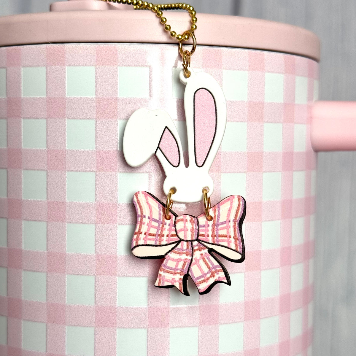 Coquette Bunny Tumbler Handle Charm, view 2, fits Owala FreeSip