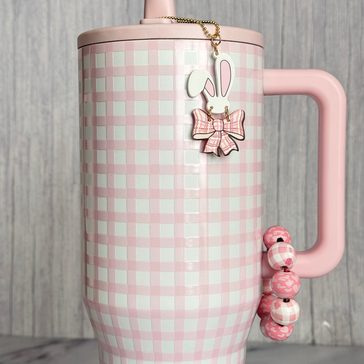 Coquette Bunny Tumbler Handle Charm, view 3, fits BrüMate
