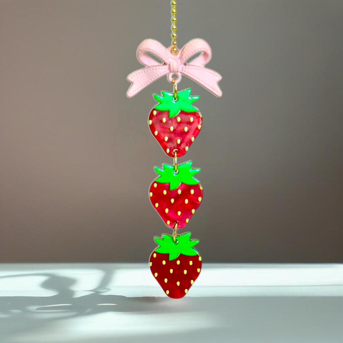 Coquette Strawberry Tumbler Handle Charm by Etch & Ember (1)