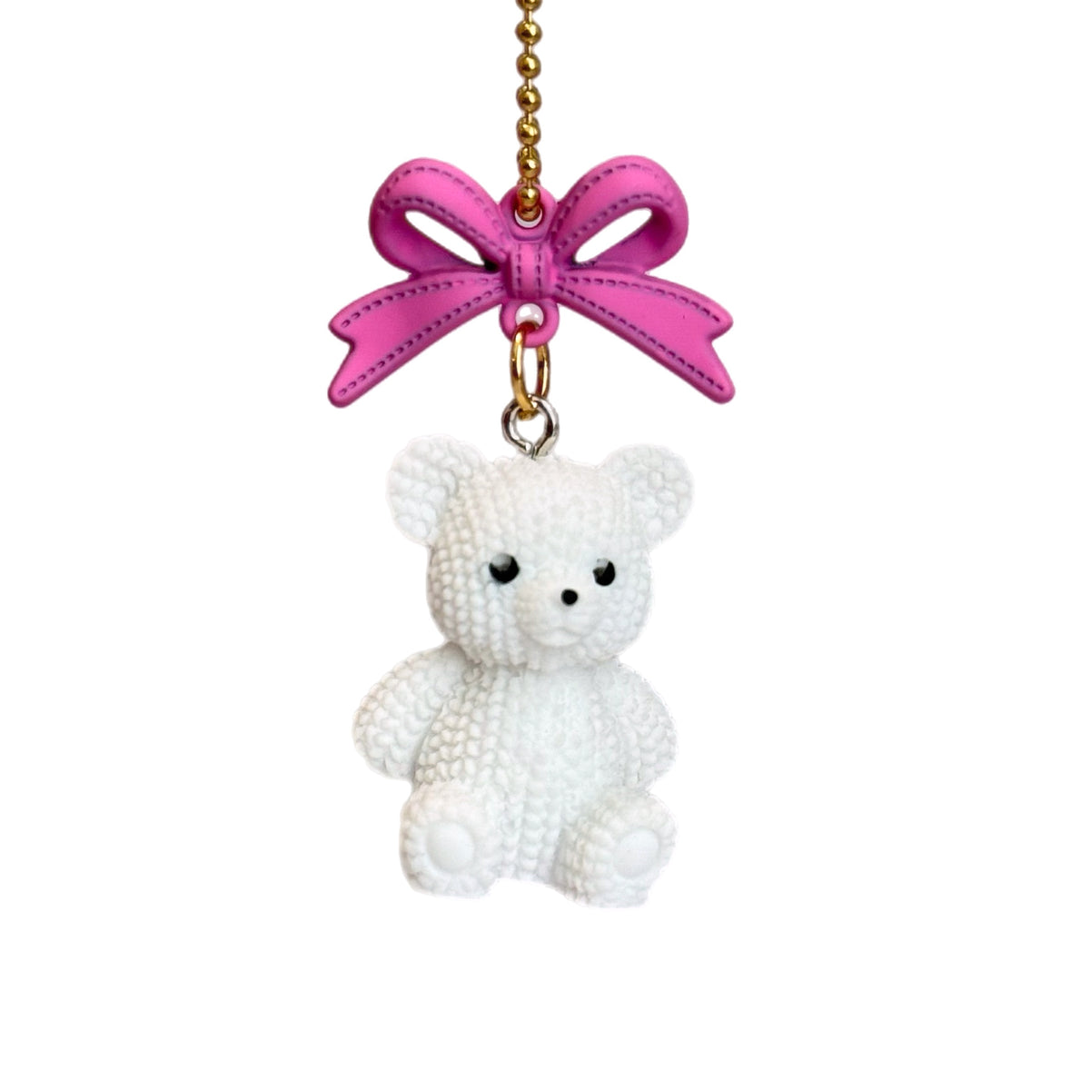 Coquette White Teddy Bear Tumbler Handle Charm, view 2, fits Owala FreeSip