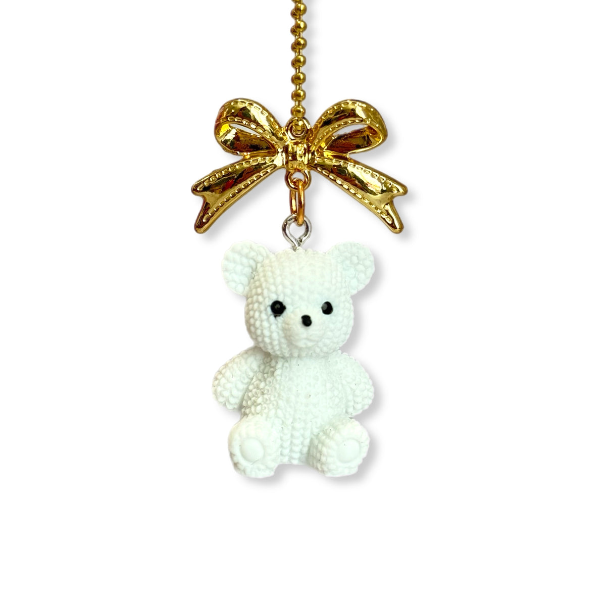 Coquette White Teddy Bear Tumbler Handle Charm, view 3, fits BrüMate