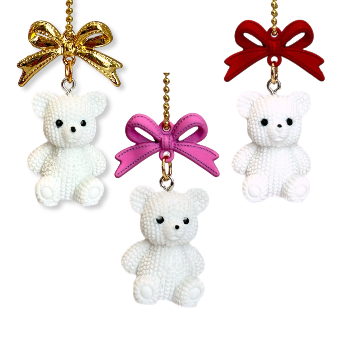 Coquette White Teddy Bear Tumbler Handle Charm for HydroJug