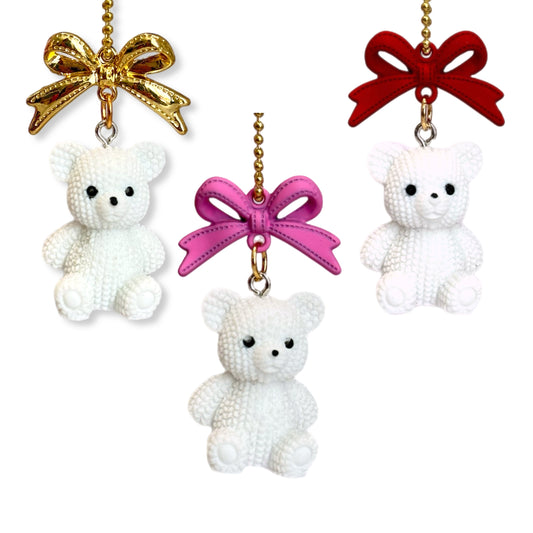 Coquette White Teddy Bear Tumbler Handle Charm for HydroJug