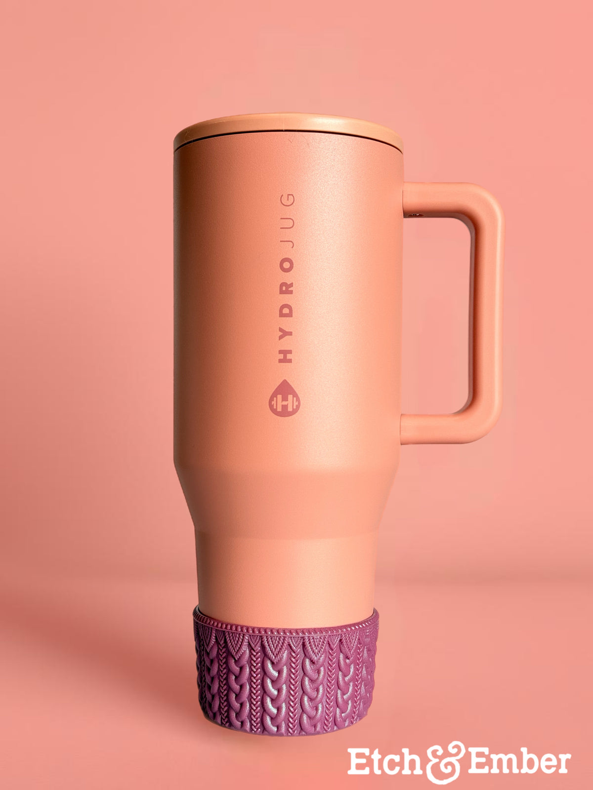 Deep Mauve Shimmer macrame silicone tumbler boot – view 3