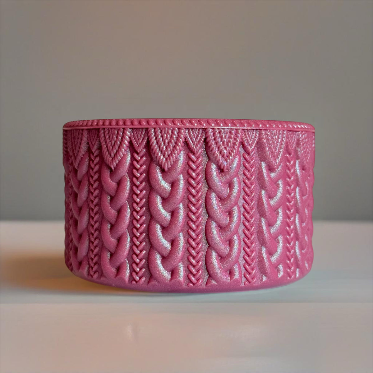 Deep Mauve Shimmer macrame silicone tumbler boot – view 4