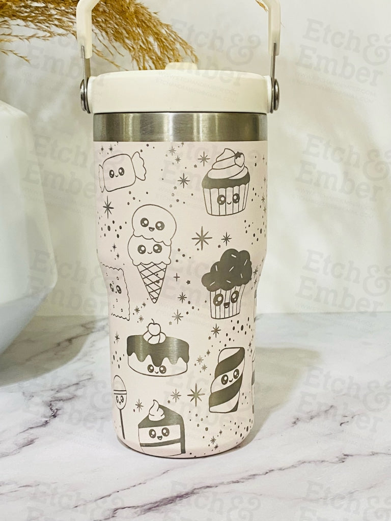 Delightful Dessert Engraved Stanley 20 oz IceFlow Flip Straw Tumbler  Etch  and Ember