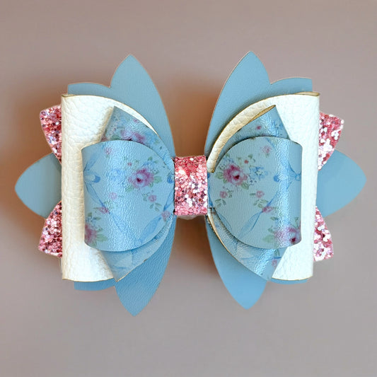 Dusty Blue Rose Tumbler Bow for Stanley
