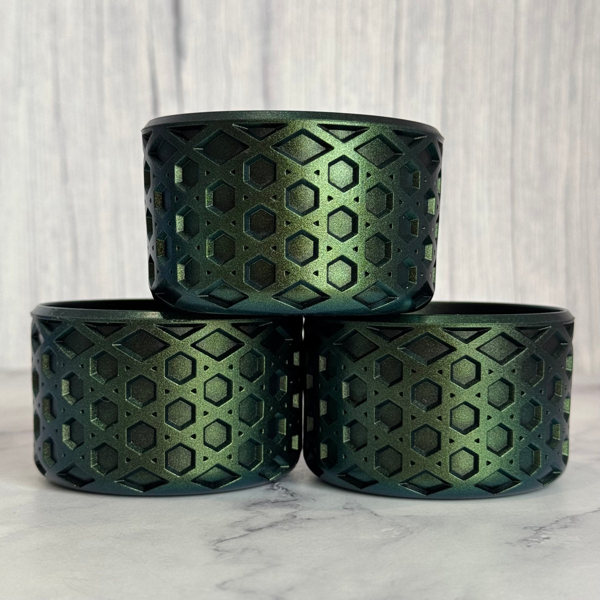 Emerald shimmer waffle silicone tumbler boot – view 3