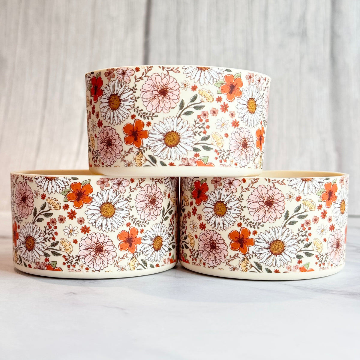 Fall Floral smooth silicone tumbler boot – front view