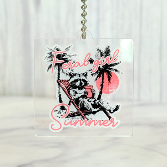 Feral Girl Summer Raccoon Charm- Tumbler Handle Charm for Stanley