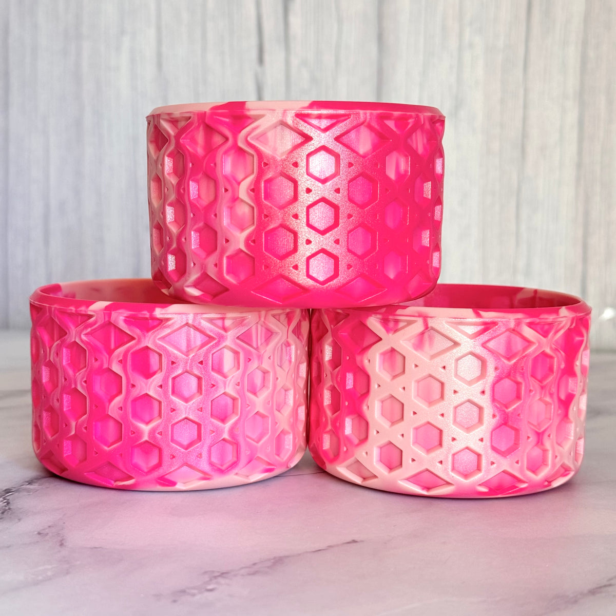 Flockin' Fabulous Flamingo Remix pearl waffle silicone tumbler boot – front view