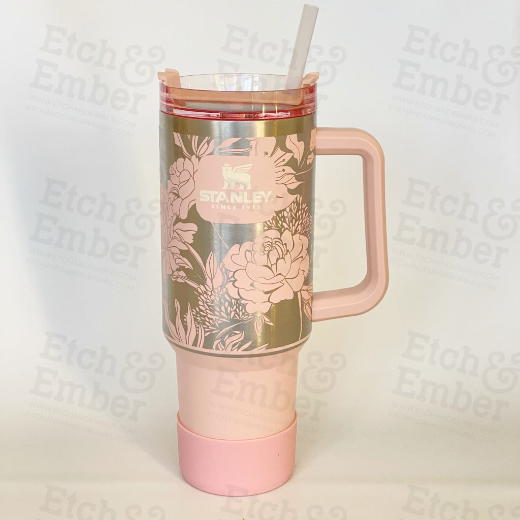 40oz Tropical Floral Handled Tumbler (Summer Launch)