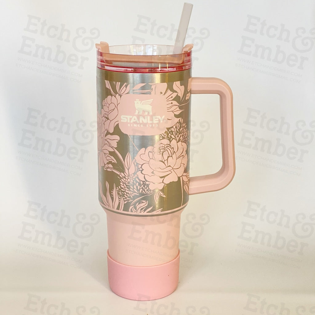White 40 Oz Tumbler Cup with Handle – Enchanted Florist and Gifts