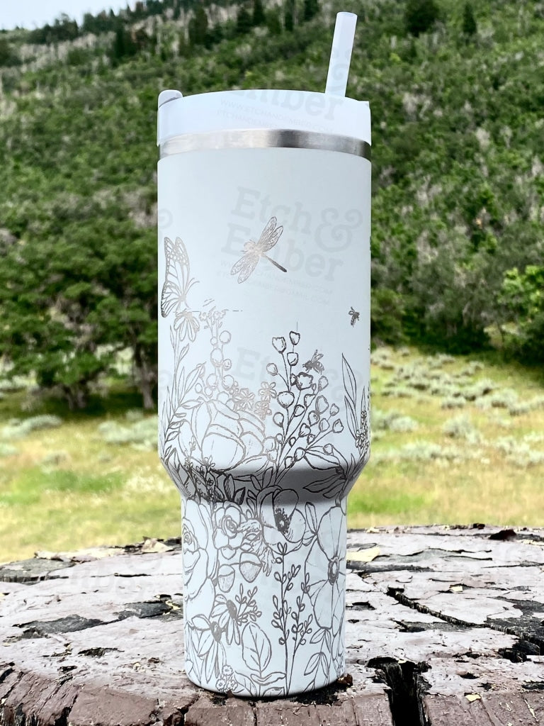 Flower Garden Custom Stanley Adventure Quencher 40 Oz Tumbler Tumblers