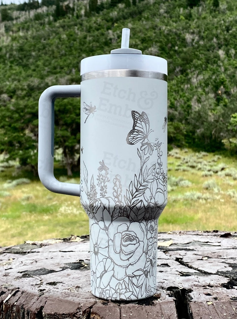 succulent tumbler Flower Garden Custom Stanley Adventure Quencher 40 oz tumbler – Etch and Ember