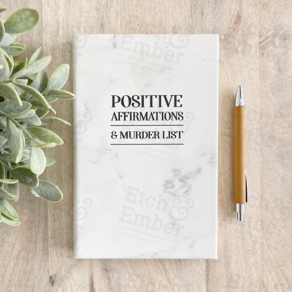 Funny Faux Leather Journals- Free Shipping Positive Affirmations And Murder List