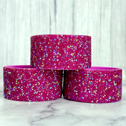 Fuschia Druzy bling silicone tumbler boot – front view