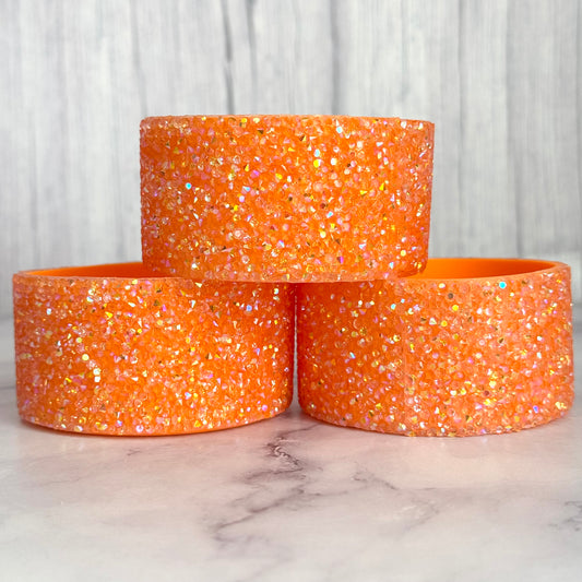 Goldenrod Druzy bling silicone tumbler boot – front view