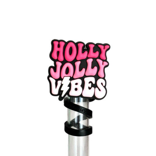 Holly Jolly Vibes Straw Topper for Stanley