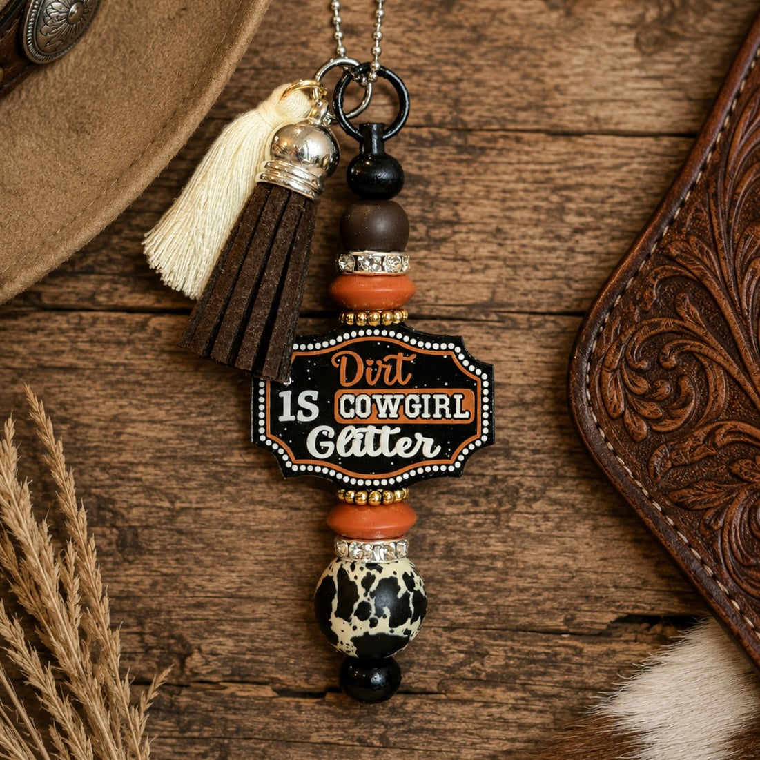 Cowgirl Glitter Bar Charm - Tumbler Handle Charm