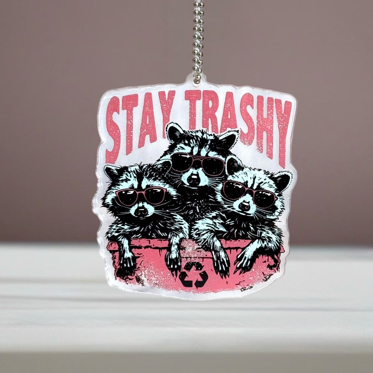 Large Stay Trashy Raccoon- Tumbler Handle Charm for HydroJug