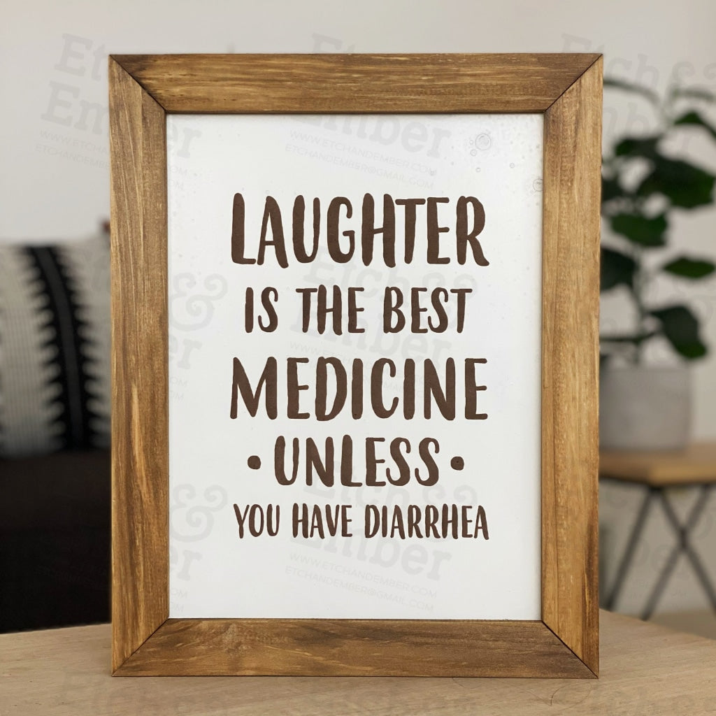 Laughter Is The Best Medicine- Rustic Wood Sign- Free Shipping Farmhouse Signs