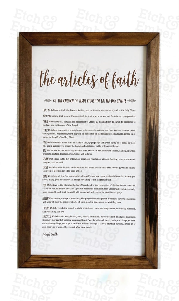 Lds Proclamation Signs - Free Shipping The Articles Of Faith / 14 X 24