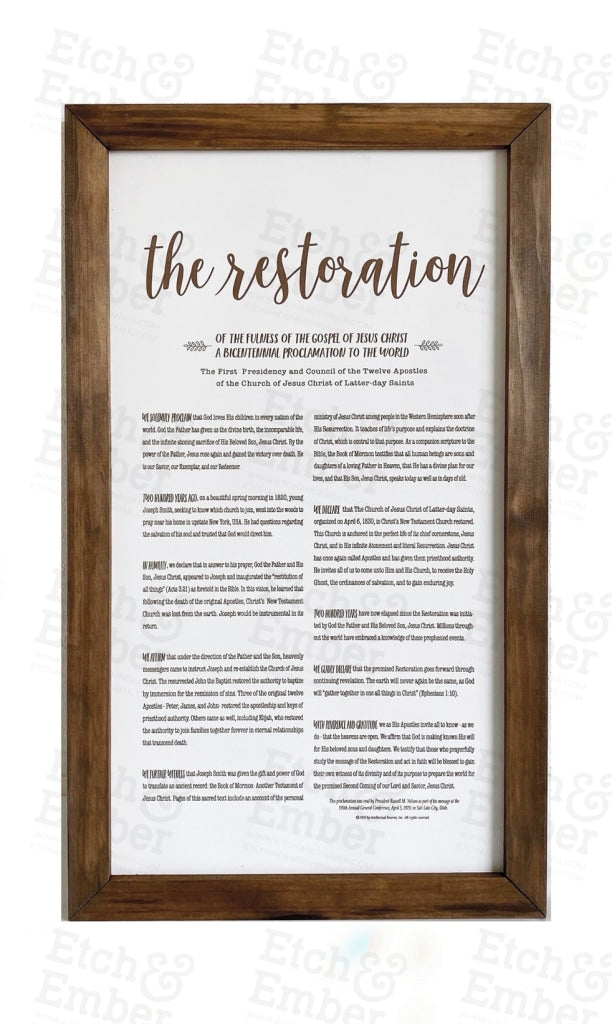 Lds Proclamation Signs - Free Shipping The Restoration / 14 X 24
