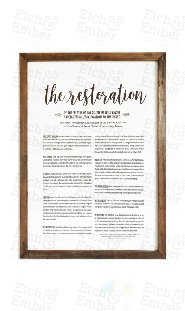 Lds Proclamation Signs - Free Shipping The Restoration / 25 X 35